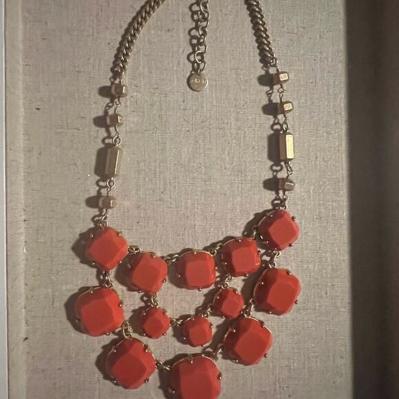 Stella & Dot Olivia Orange and Gold Bib Adjustable Necklace - Picture 1 of 7